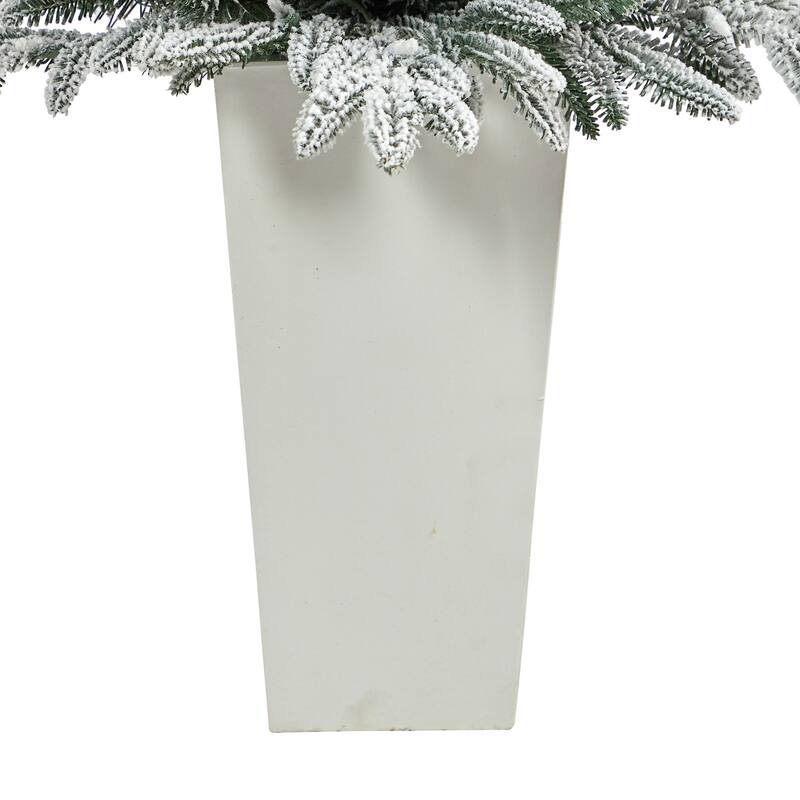 44In Artificial Christmas Tree with Lights - Spruce Design, White Planter, Holiday Decor - 44