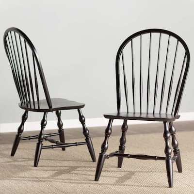 Retro Spindleback Dining Chairs - Set of 2 - Antique Black - Fully Assembled - Classic Comfort