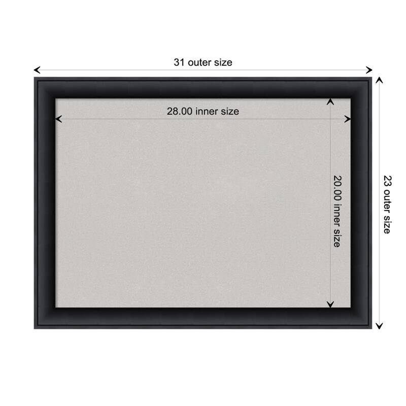 Nero Black Wood Framed Grey Corkboard Bulletin Board - Board Size 28x20
