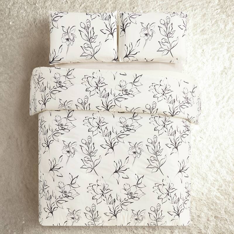 Dee Ocleppo Inked Floral 3-Piece Cotton Sateen Comforter Set