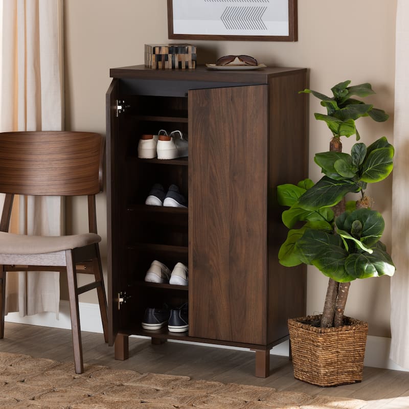 Talon Modern and Contemporary 2-Door Wood Storage Cabinet-Walnut Brown