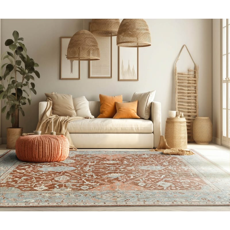 LoomBloom Wool Oriental Rug, Rust Hand Knotted with Turkish Oushak Heritage - 8' 4'' x 9' 10''