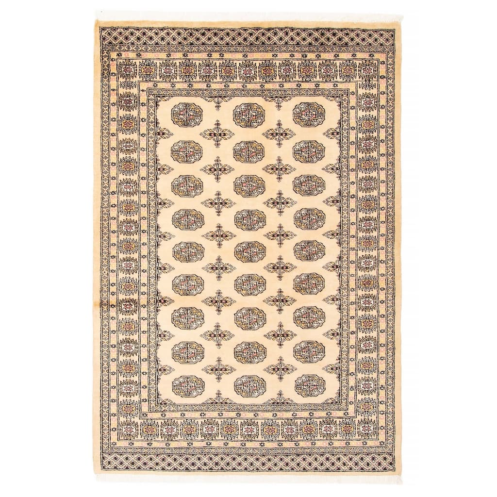 ECARPETGALLERY Hand-knotted Peshawar Bokhara Beige Wool Rug - 4'7 x 6'9