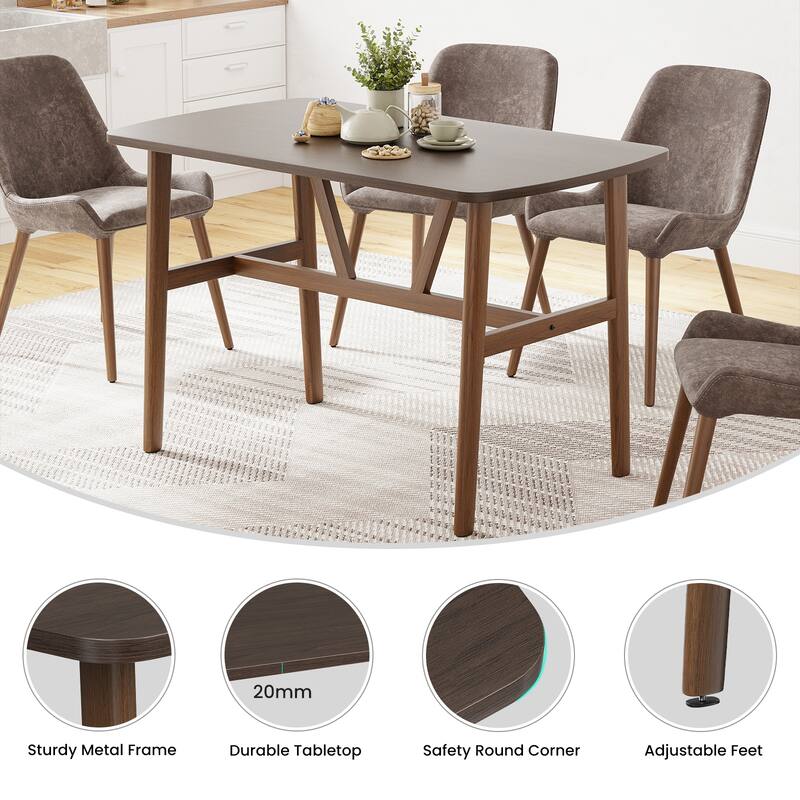 47.2 inch Dining Table for 4-6 Person, Rectangular Wood Kitchen Table, Modern Dinner Table with Sturdy Metal Frame