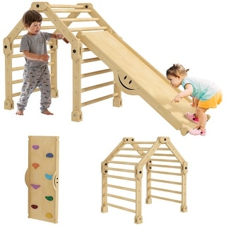 Toddler Climbing Toys, 4 in 1 Pikler Climbing Toys for Toddlers 18-48 Months, Inside Foldable Montessori Kids Climbing Toys