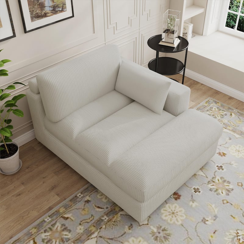 Modern Corduroy L-Shaped Sofa Chaise Lounge Couch