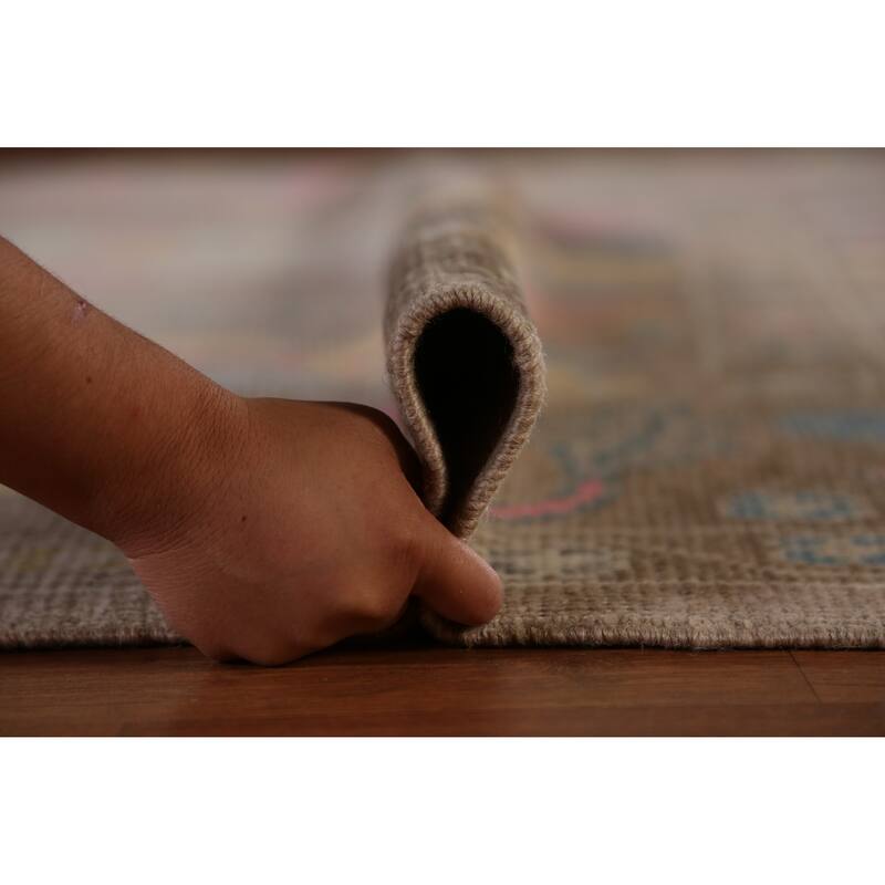 Hand Knotted Oriental 100% Wool Carpet Transitional All-Over Brown Oushak Area Rug - 12' 8'' X 8' 11''