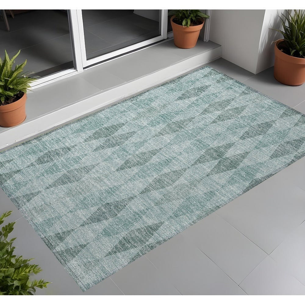 Laz Stylish Geometric Weather Resistant Blended Style Outdoor Rug