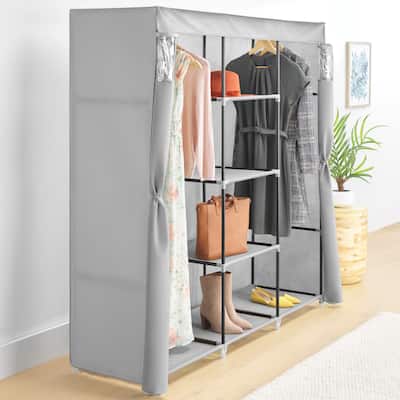 Whitmor Covered Wardrobe with Storage Shelves