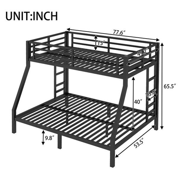 Stable and Safe Twin over Full Bunk Bed with Under-Bed Storage and Guardrails