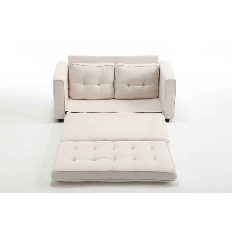 Velvet Sofa Bed with Storage Bags for Living Room or Guest Room, Space-Saving