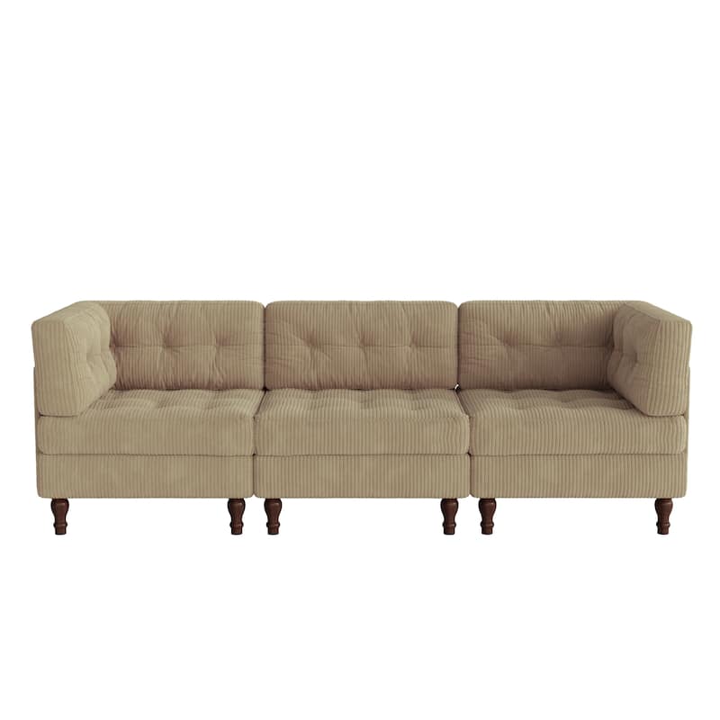 Oversized Modular Sectional Corduroy Fabric Tufted Sofa