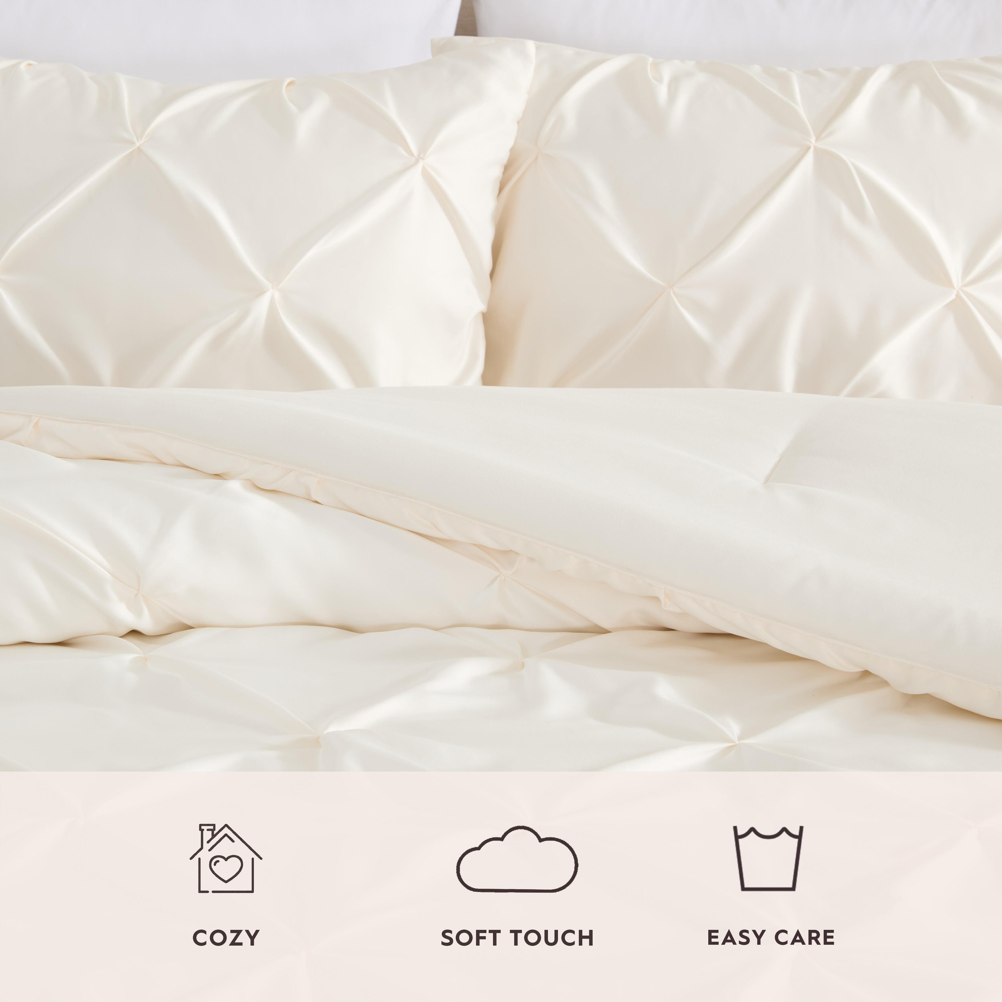 Laura Ashley Solid Satin Pintuck Reversible Comforter Set