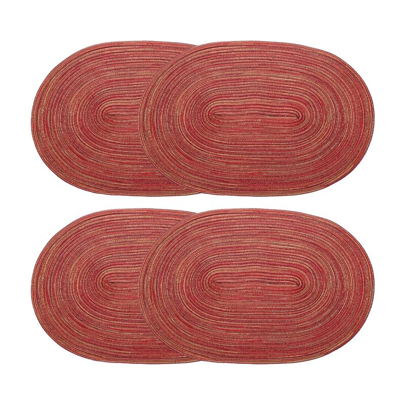 4pcs Oval Braided Placemats 19.7" Non-Slip Washable Oval Table Mats