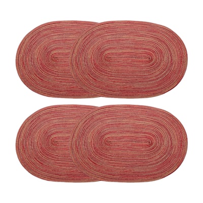 4pcs Oval Braided Placemats 19.7" Non-Slip Washable Oval Table Mats