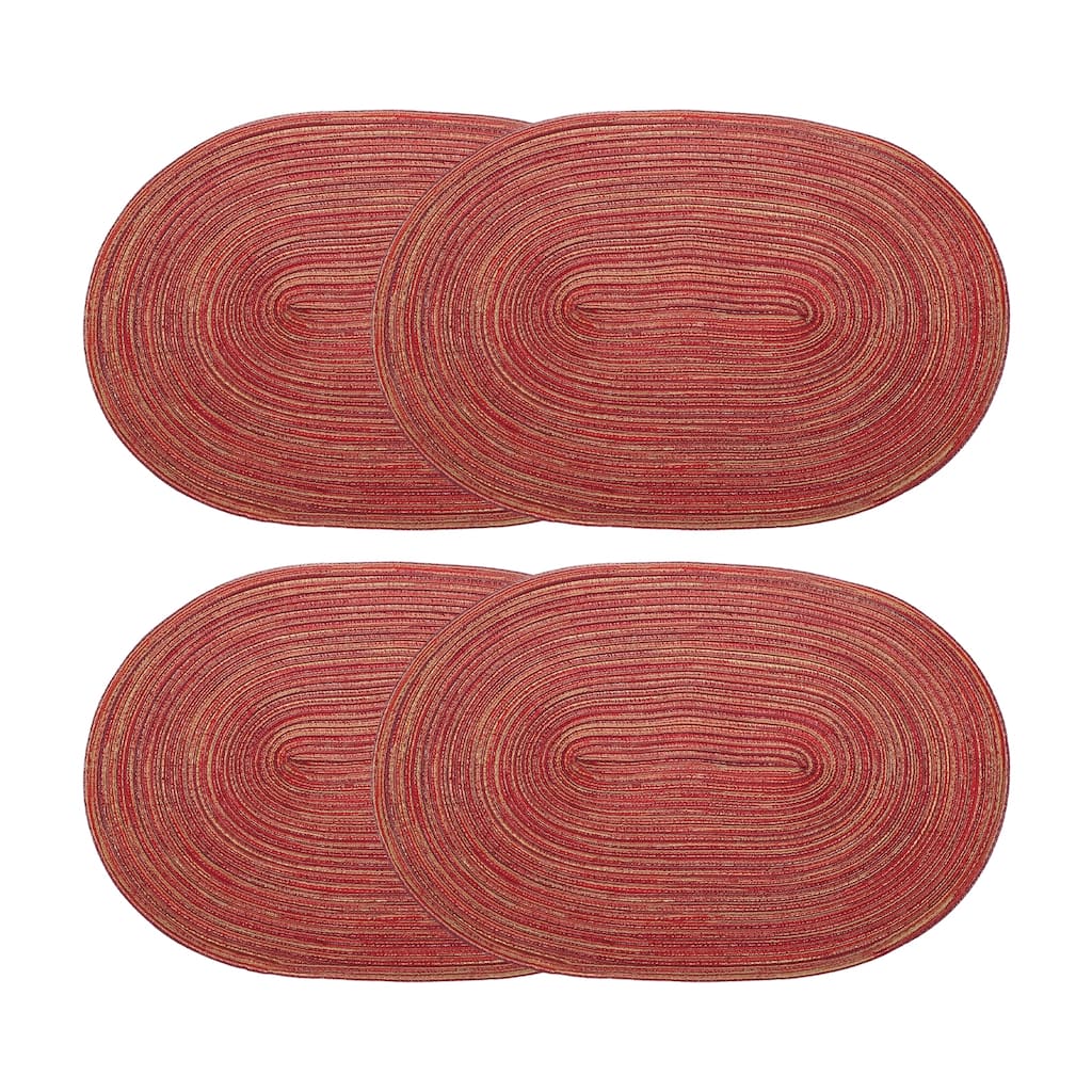 4pcs Oval Braided Placemats 19.7" Non-Slip Washable Oval Table Mats
