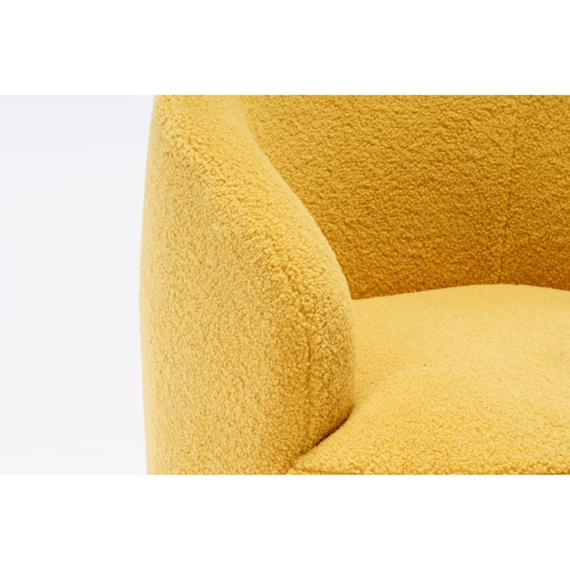 Yellow Modern 25.6" Upholstered Swivel Barrel Chair with Black Powder Coating and Metal Ring