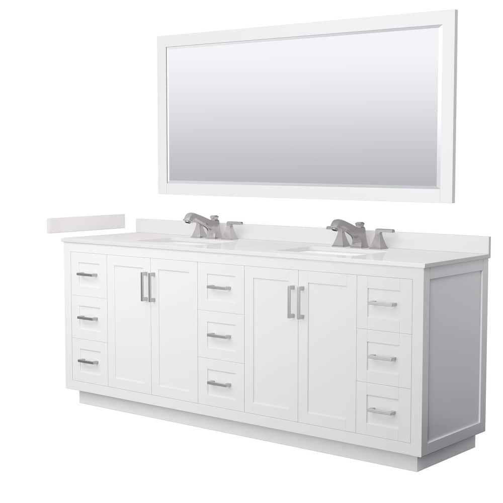 Miranda 84-inch Double Vanity, Quartz Top, 70-inch Mirror