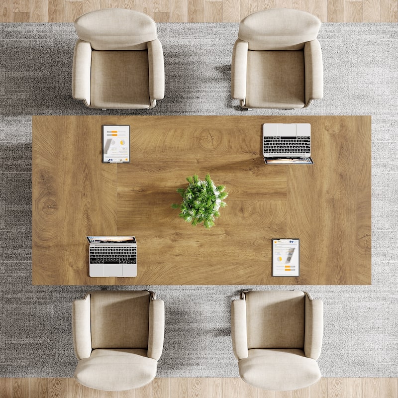 70.9" Conference Table, Farmhouse Wood Meeting Table for 6 People, Rustic Seminar Table for Conference Room - N/A