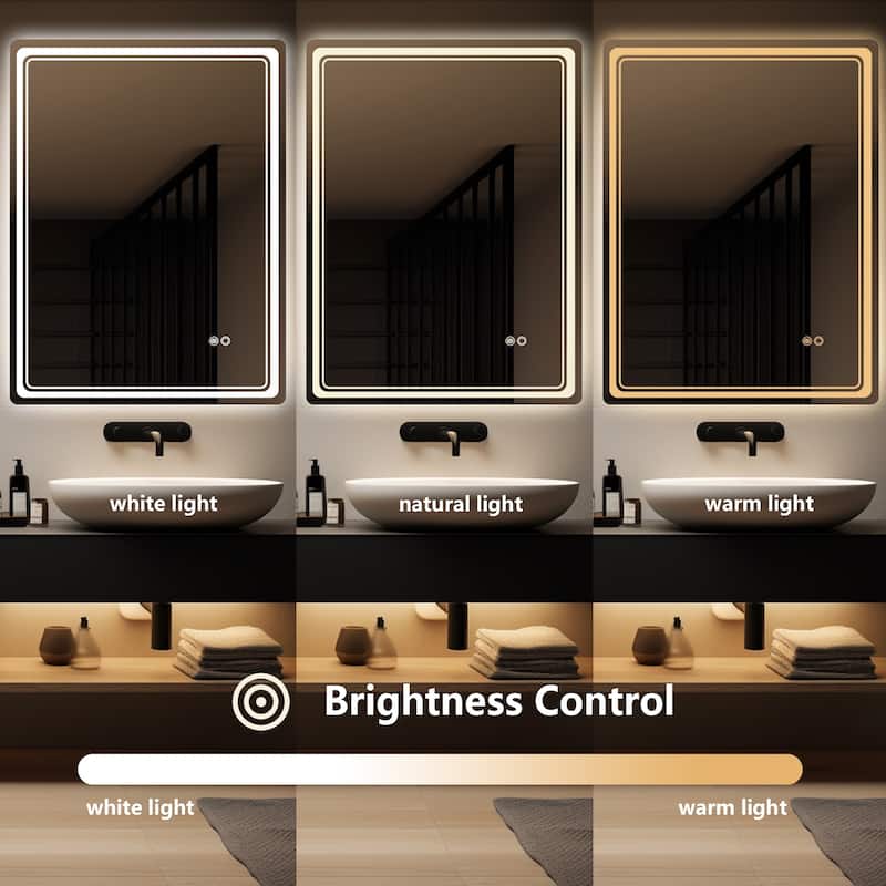 Wallbeyond 3-Tone Modern Style Frameless Rectangular LED Wall Mirror