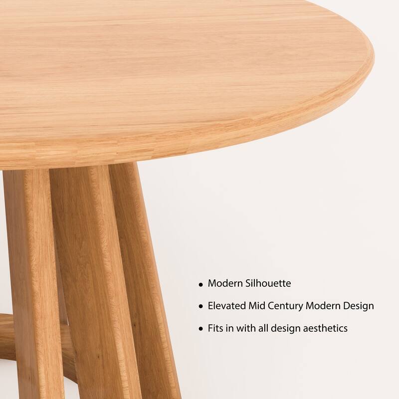 Mid-Century Round Coffee Table with Blonde Wood Finish Slatted Base - 31x18