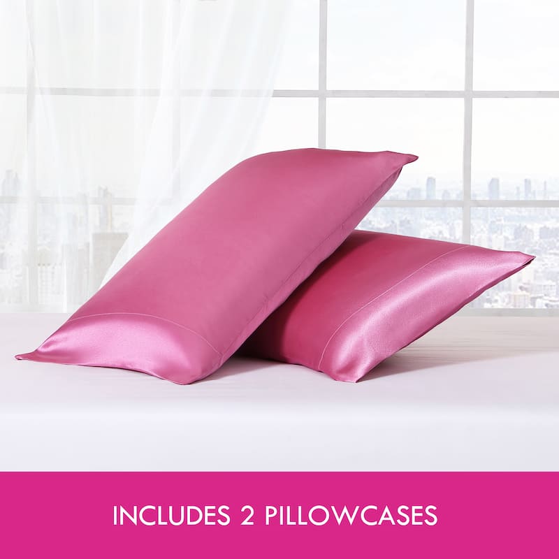 Betsey Johnson Satin Sheet and Pillowcase Sets - Standard Pillowcase - Medium Pink