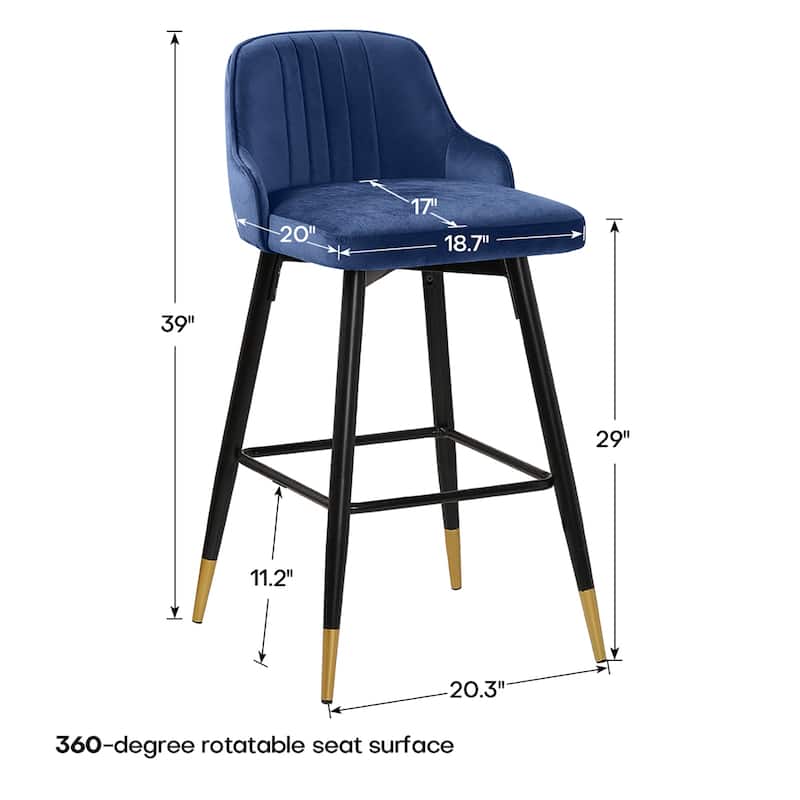 Modern Velvet Upholstered Swivel Counter/ Bar Stools Set of 2/4