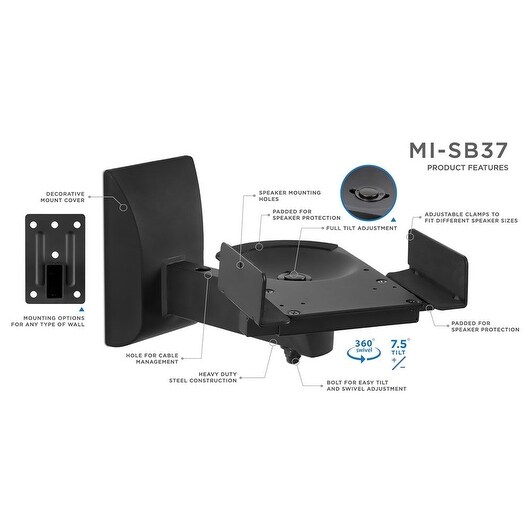 side clamping bookshelf speaker wall mount