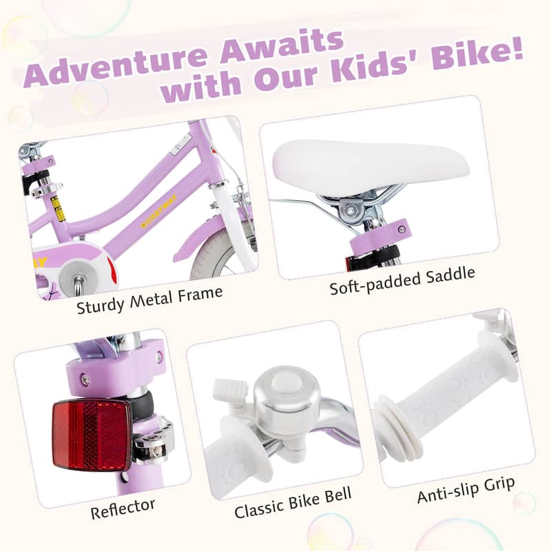 Costway 16" Kids Bicycle with Basket Doll Seat Colorful Streamers - See Details