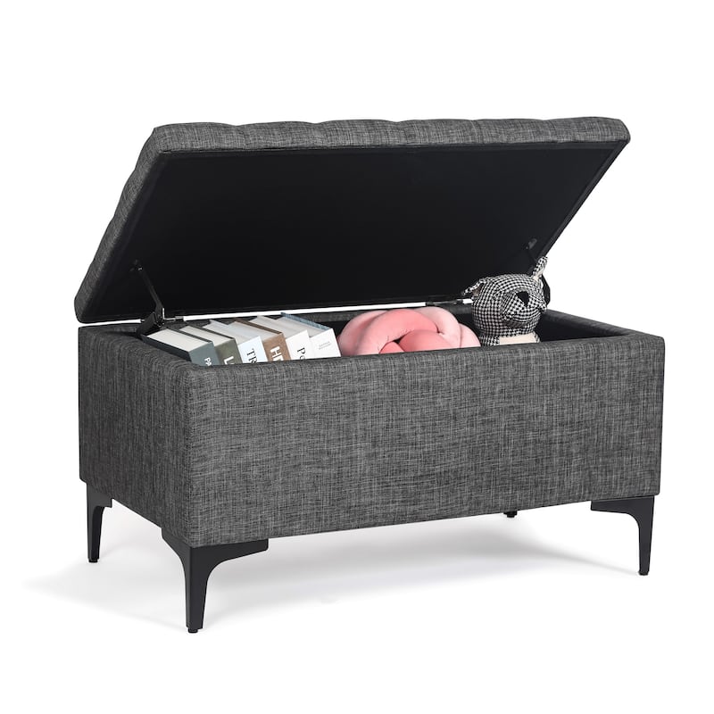 Adeco 31.5" Storage Ottoman Bench with Metal Legs