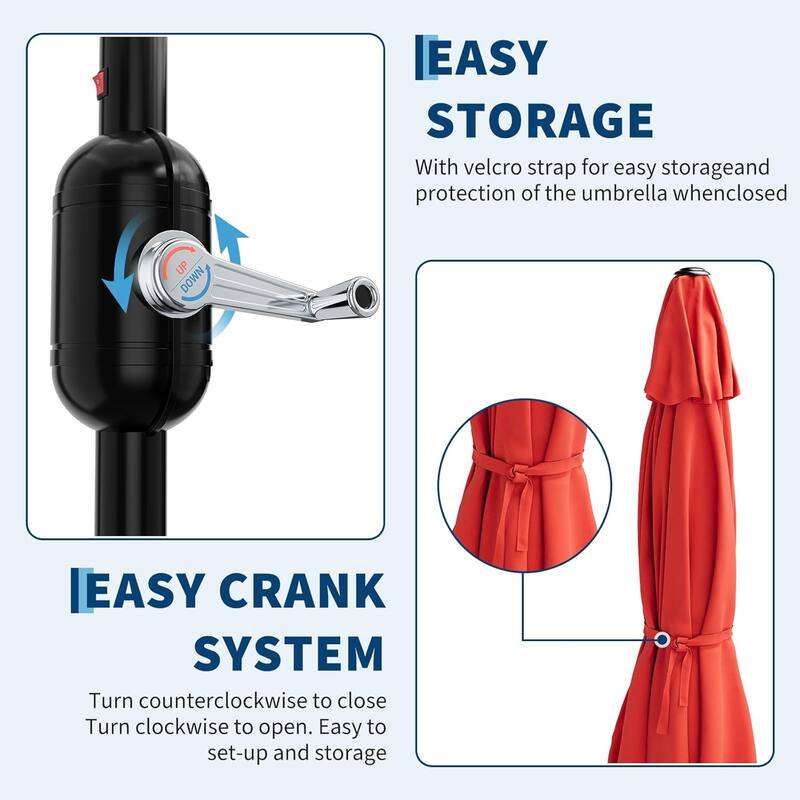 9ft Outdoor Patio Half Umbrella, with Smooth Crank Lift