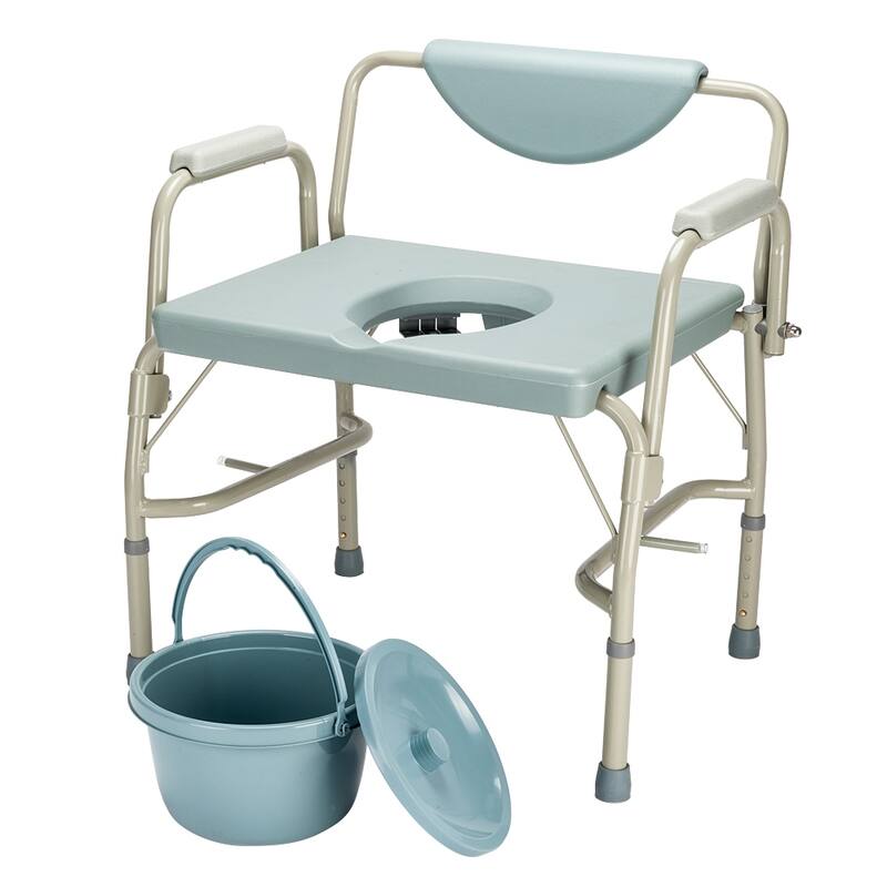 34.8"Medical Bariatric Drop-Arm Commode Potty Chair - Grey