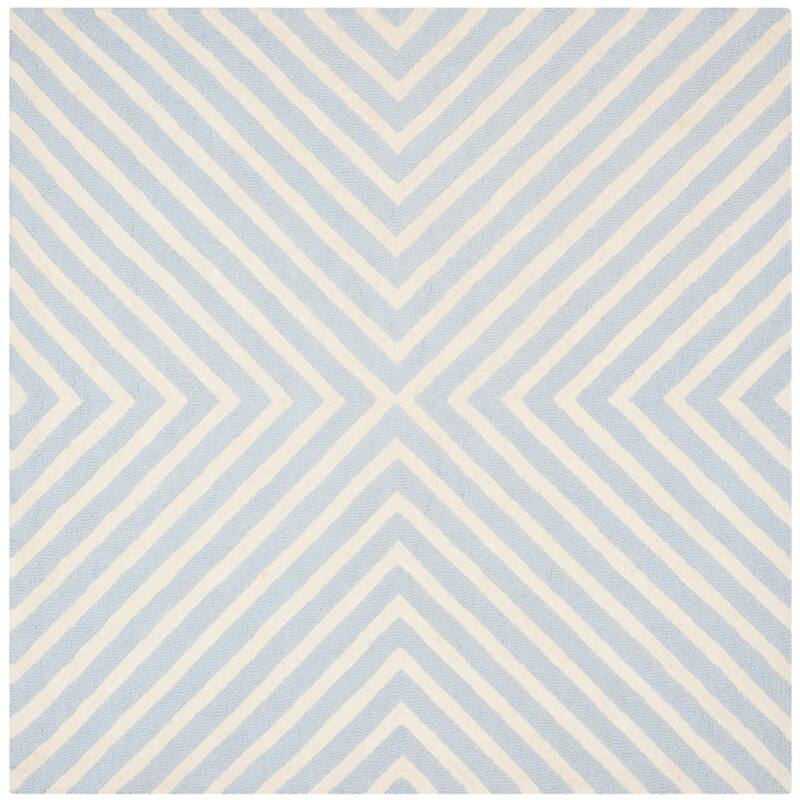 SAFAVIEH Handmade Cambridge Beke Modern Moroccan Wool Rug - 4' Square - Light Blue/Ivory