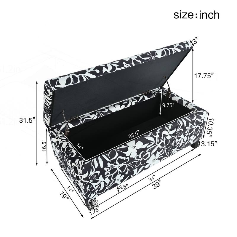 Versatile Floral Patterned Ottoman for Home with Hidden Compartment