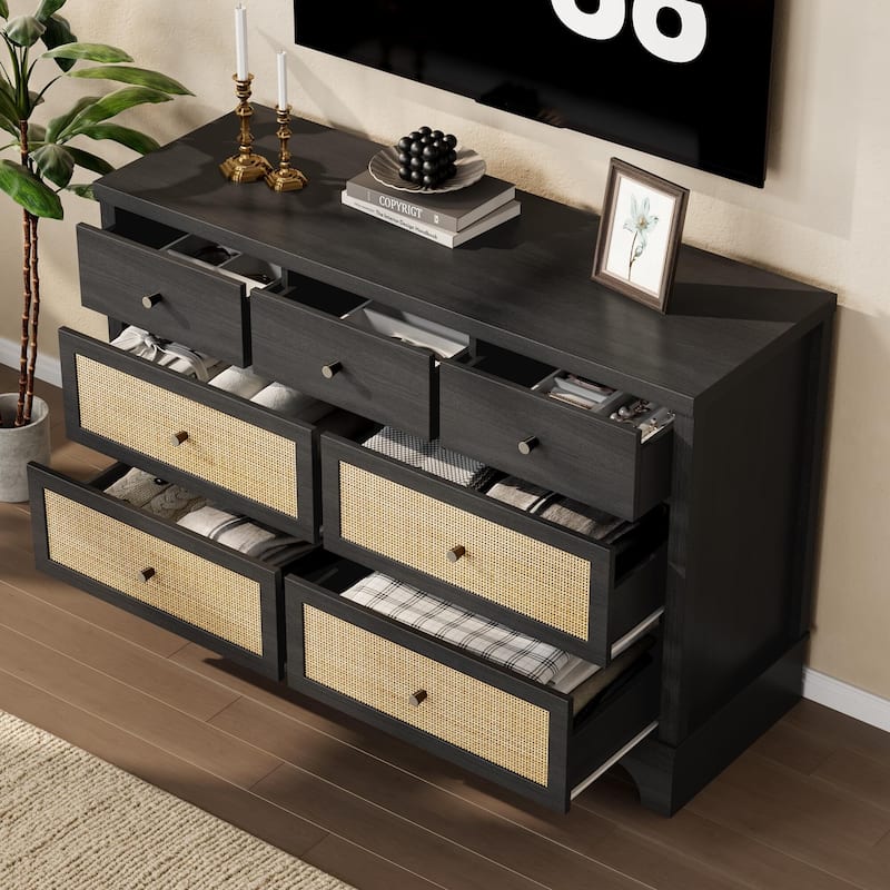 Dresser for Bedroom with 7 Drawers, 7 Drawers Double Dresser