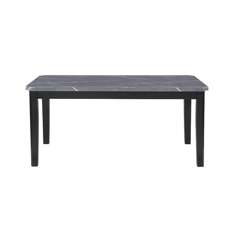 HomeRoots 66" Dark Gray Faux Marble and Wood Dining Table - 66 in. x 30.25 in. x 38 in.
