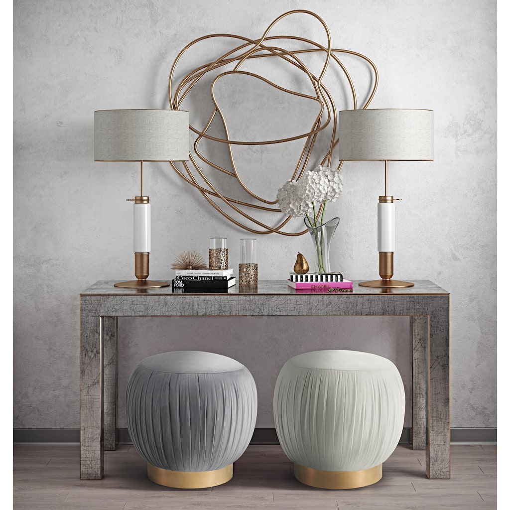 Tulip Cream Velvet Ottoman