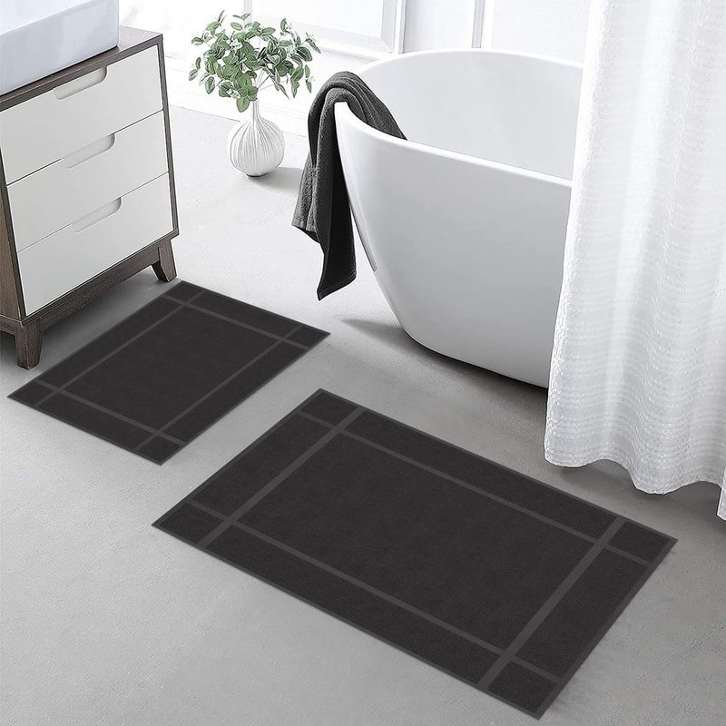 Bath Mat 1350GSM Pure Cotton Thick Soft Absorbent by Ample Decor - Grey