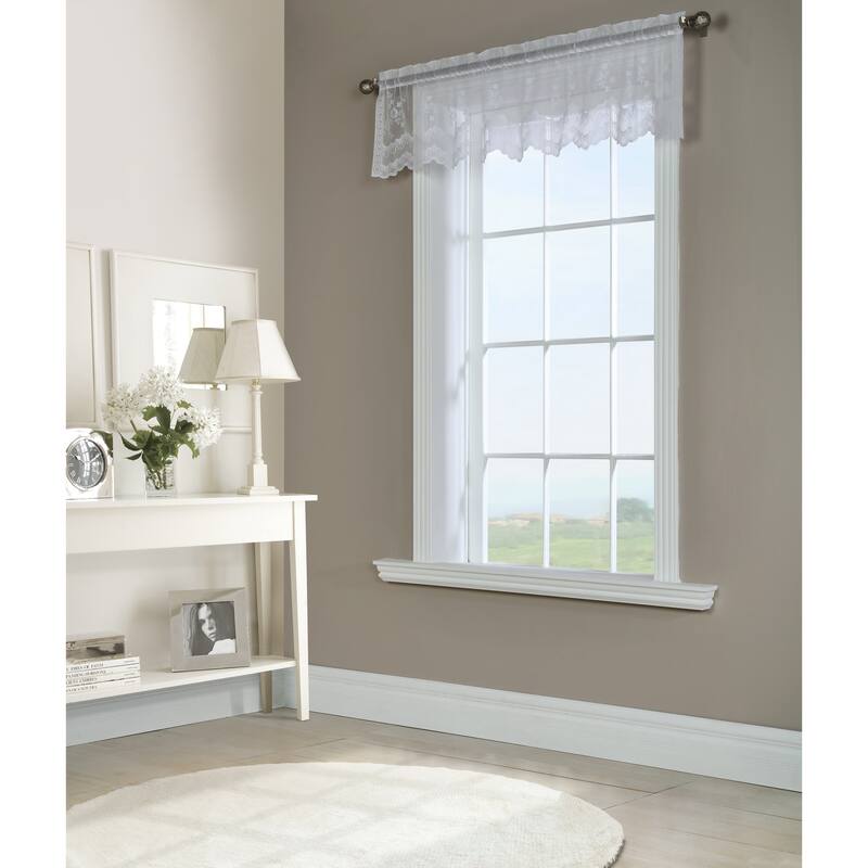 Mona Lisa Jacquard Lace Window Curtain Panel by Habitat - 56" x 15" - Valance - White