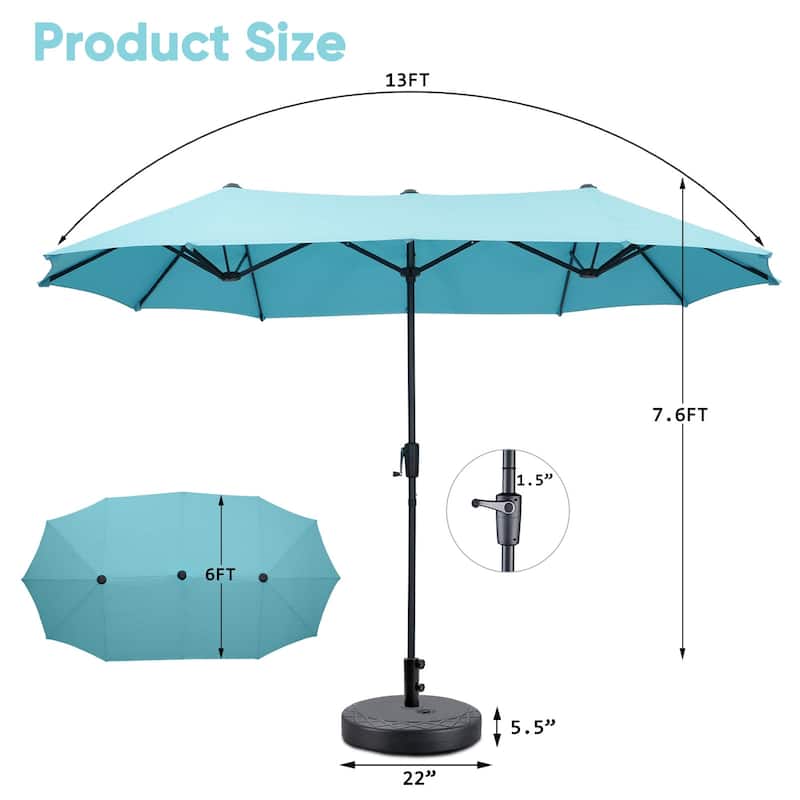 Ainfox 13FT/15FT Patio Umbrella Large Outdoor Umbrella with Base