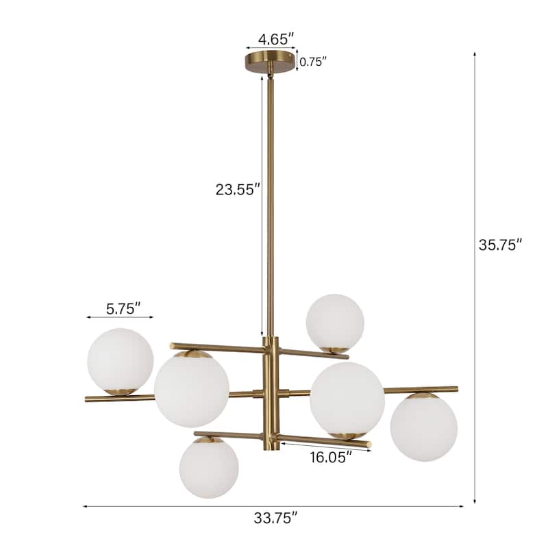 Modern 6-Light Dimmable Sputnik Bubble Chandelier for Dining Room