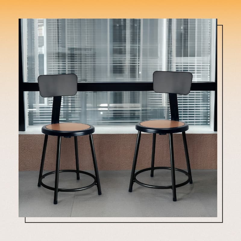 Hampden Furnishings Felix Collection Steel Stool with Backrest, AssemblyReady