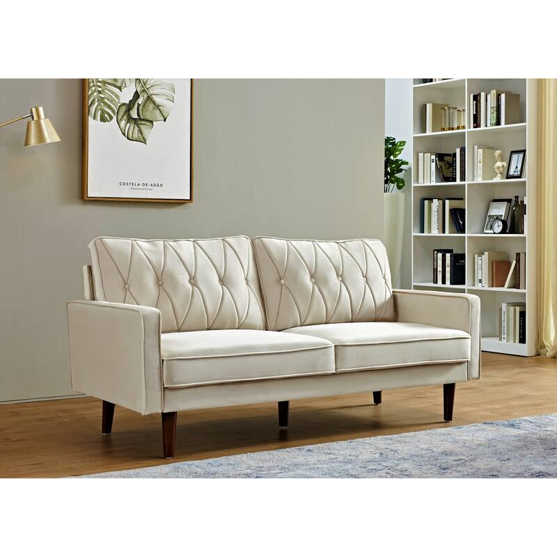 Feemster 69.3" Wide Velvet Tufted Cushion Back Sofa