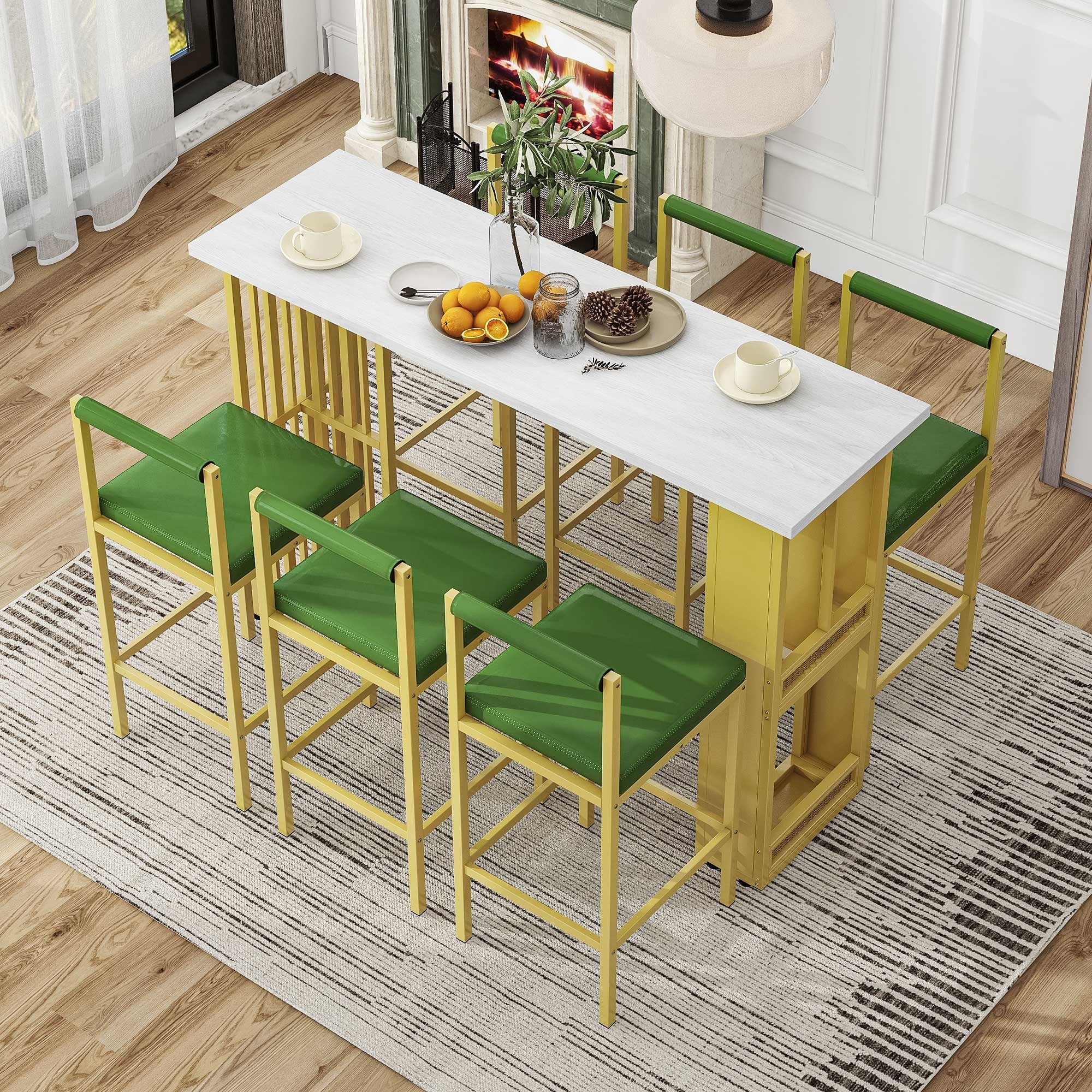 Counter Height Dining Bar Table Set for 6 Bar Stools 7 PCS Bistro Set Bed Bath Beyond 40934241