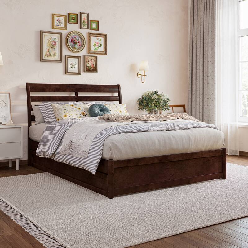 Emelie Platform Bed with Panel Footboard and Twin Trundle