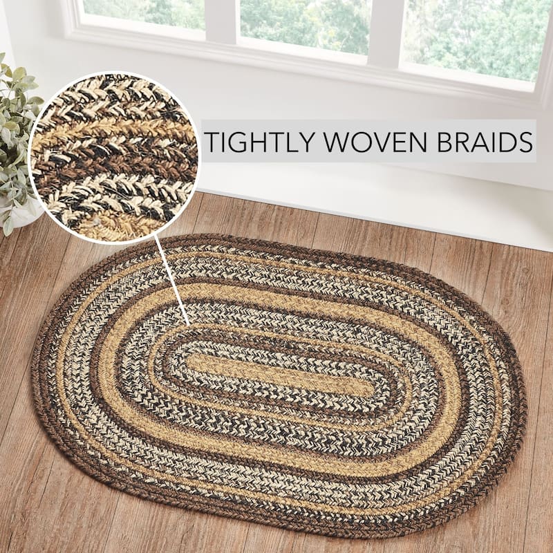Espresso Jute Rug Oval w/ Pad 20x30 - 20" x 30" Oval