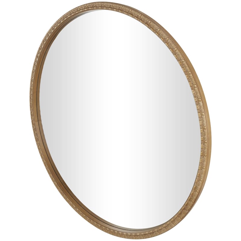 Wooden Leaf Carved Wall Mirror - Brown - Roche River Decor