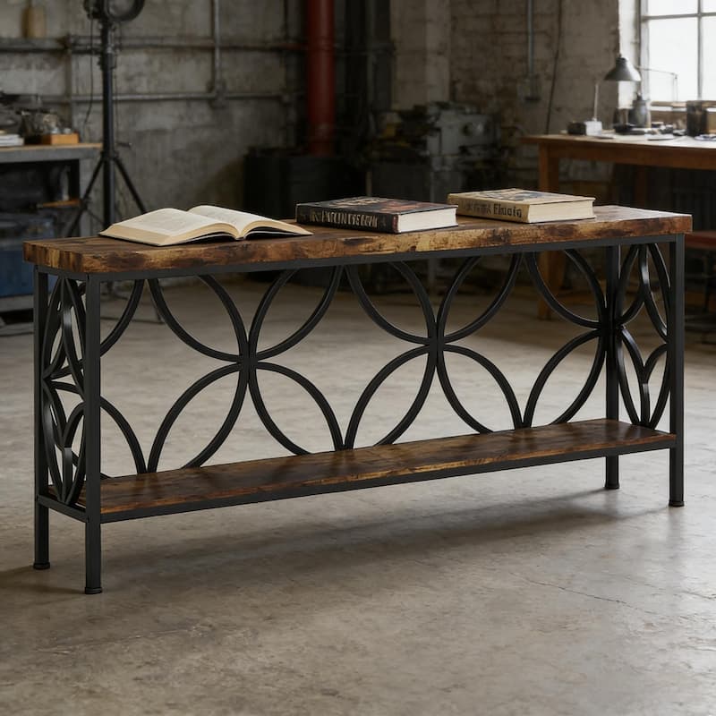 Industrial 2-Tier Console Table - Sofa & Coffee Table