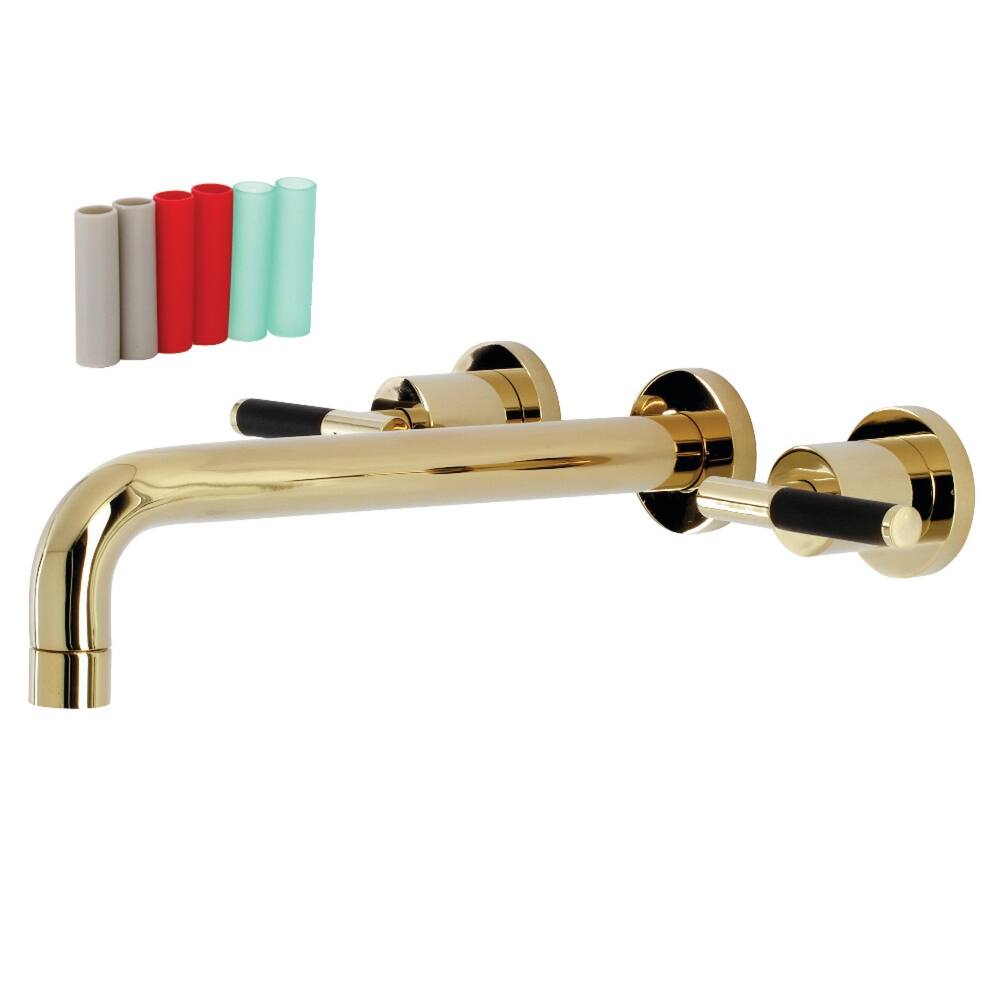 Kaiser Two-Handle Wall Mount Tub Faucet in Polished Brass