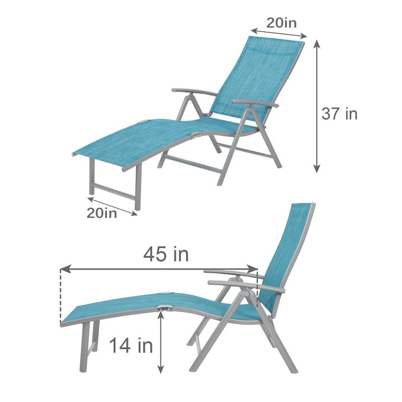 Pellebant Outdoor Folding Adjustable Aluminum Patio Chaise Lounge Chair